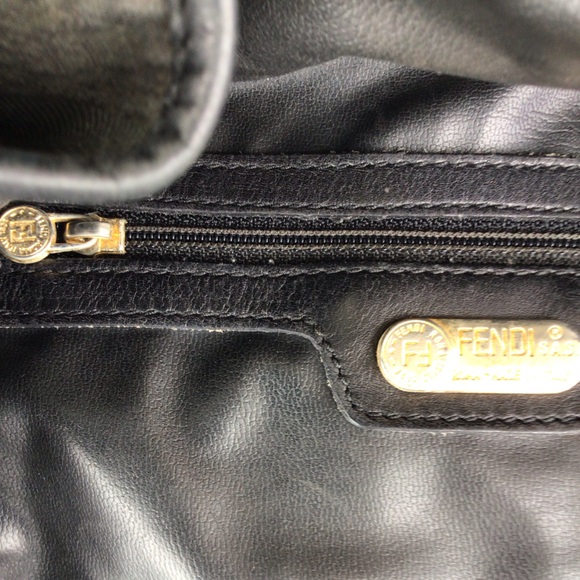 Fendi Black Leather Black Leather/Coated Canvas Vintage Bag - Picture 11 of 12